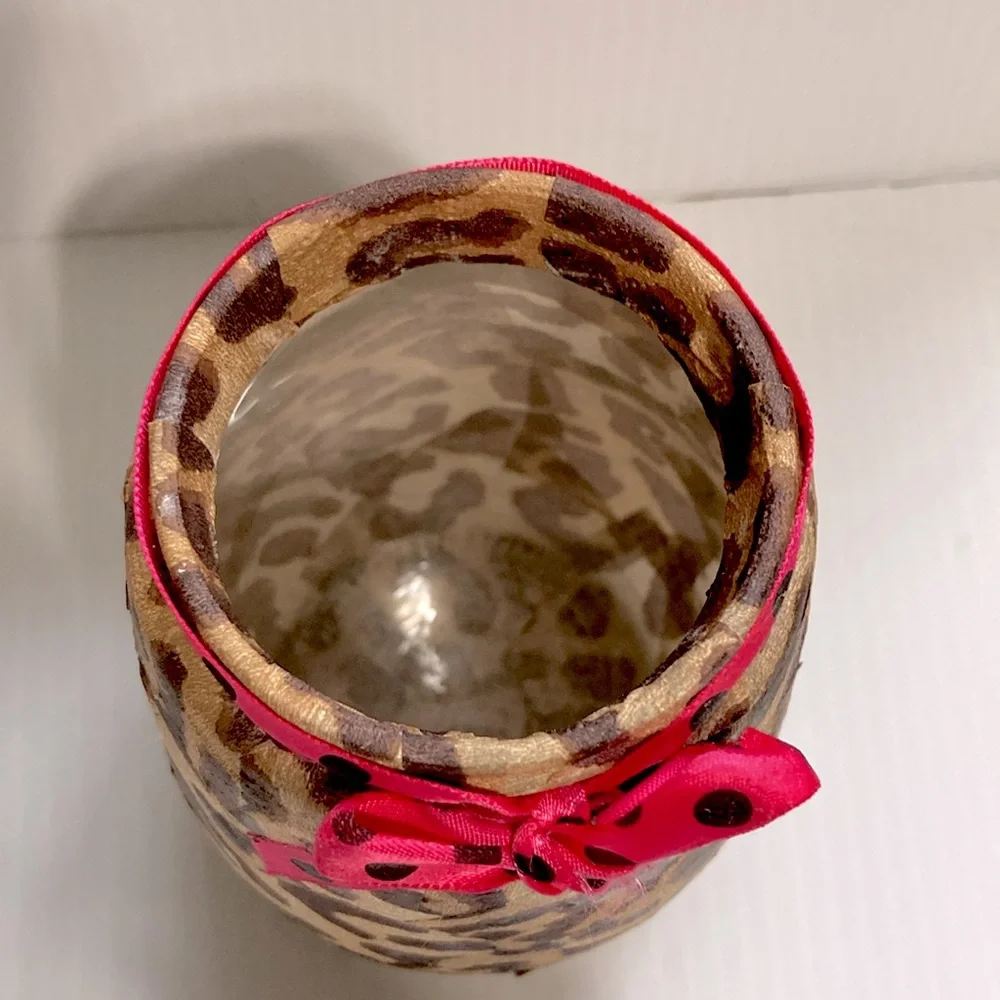 Makeup Brush Hair Brush Pen Pencil Display Cheetah Leopard Storage Jars SET of 2